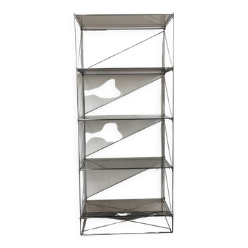 Metal and smoked glass shelf Isocèle model by Max Sauze