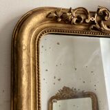 Old mirror louis Philippe Dore gold leaf pediment gilded fireplace