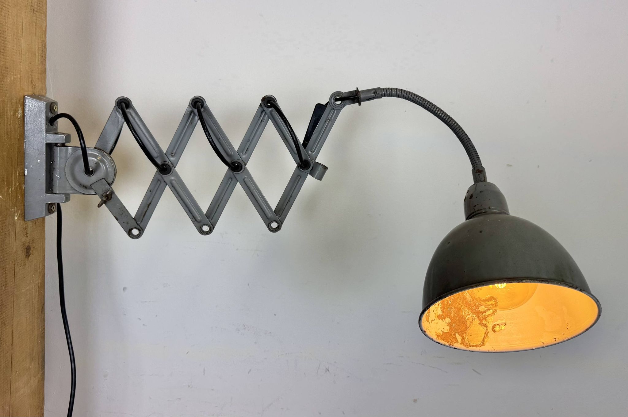 Grey Industrial Scissor Wall Lamp from Elektroinstala, 1960s