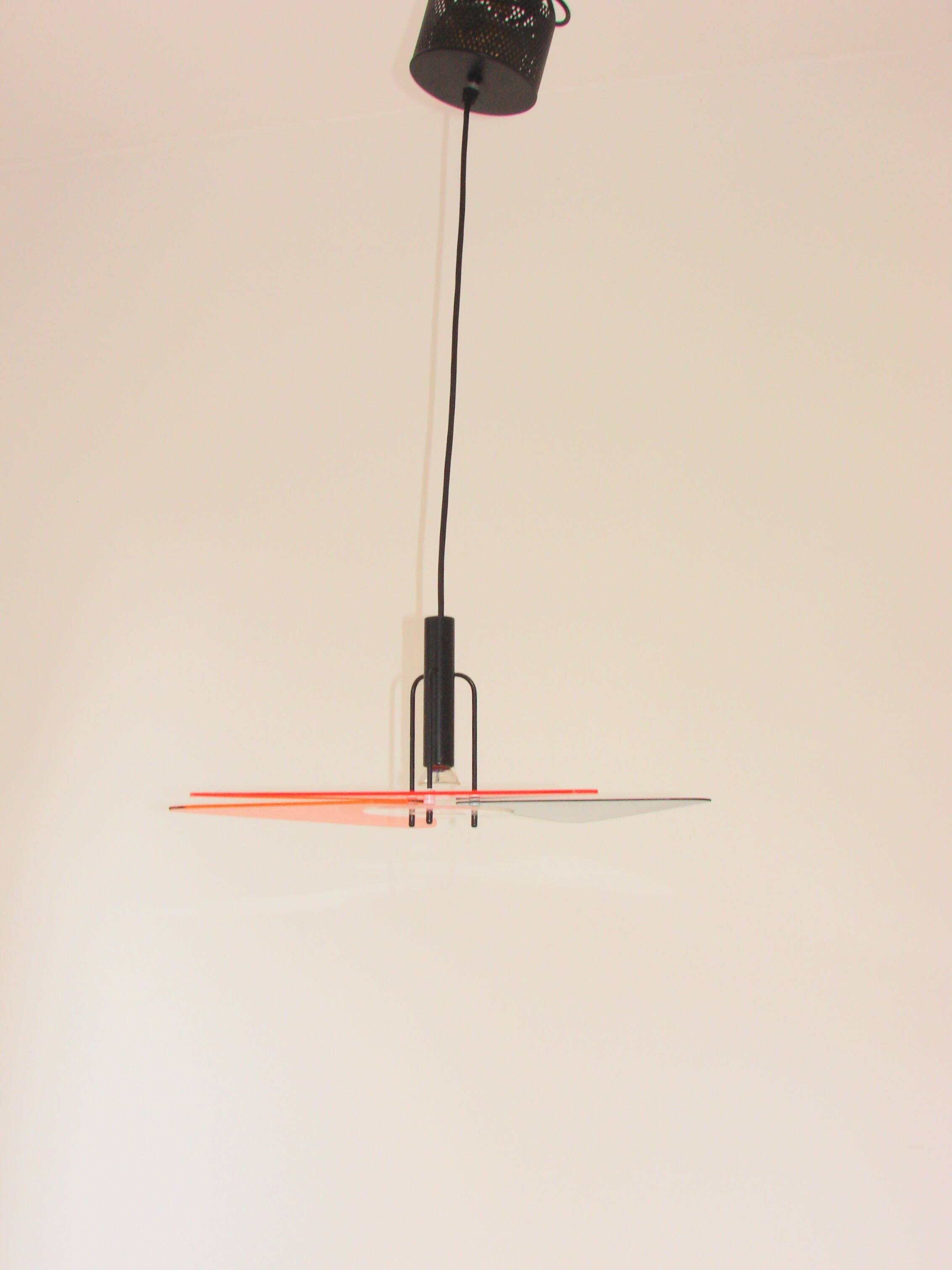 A colourful postmodern pendant light, 1990s.