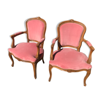 Pair of Louis XV style convertible armchairs