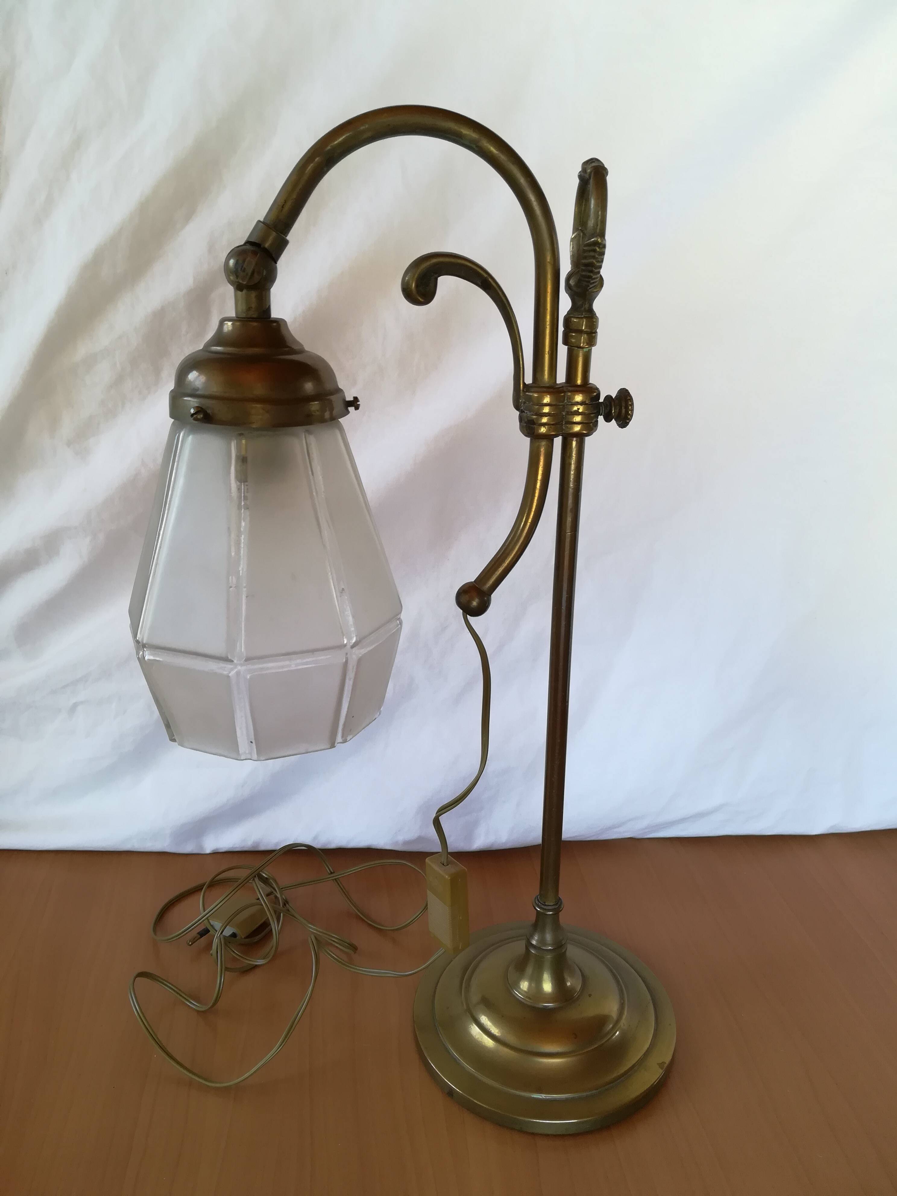 Art deco brass swan neck lamp