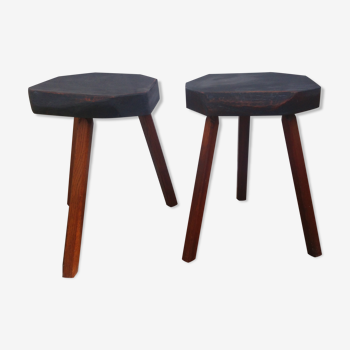 Pair of brutalist stools