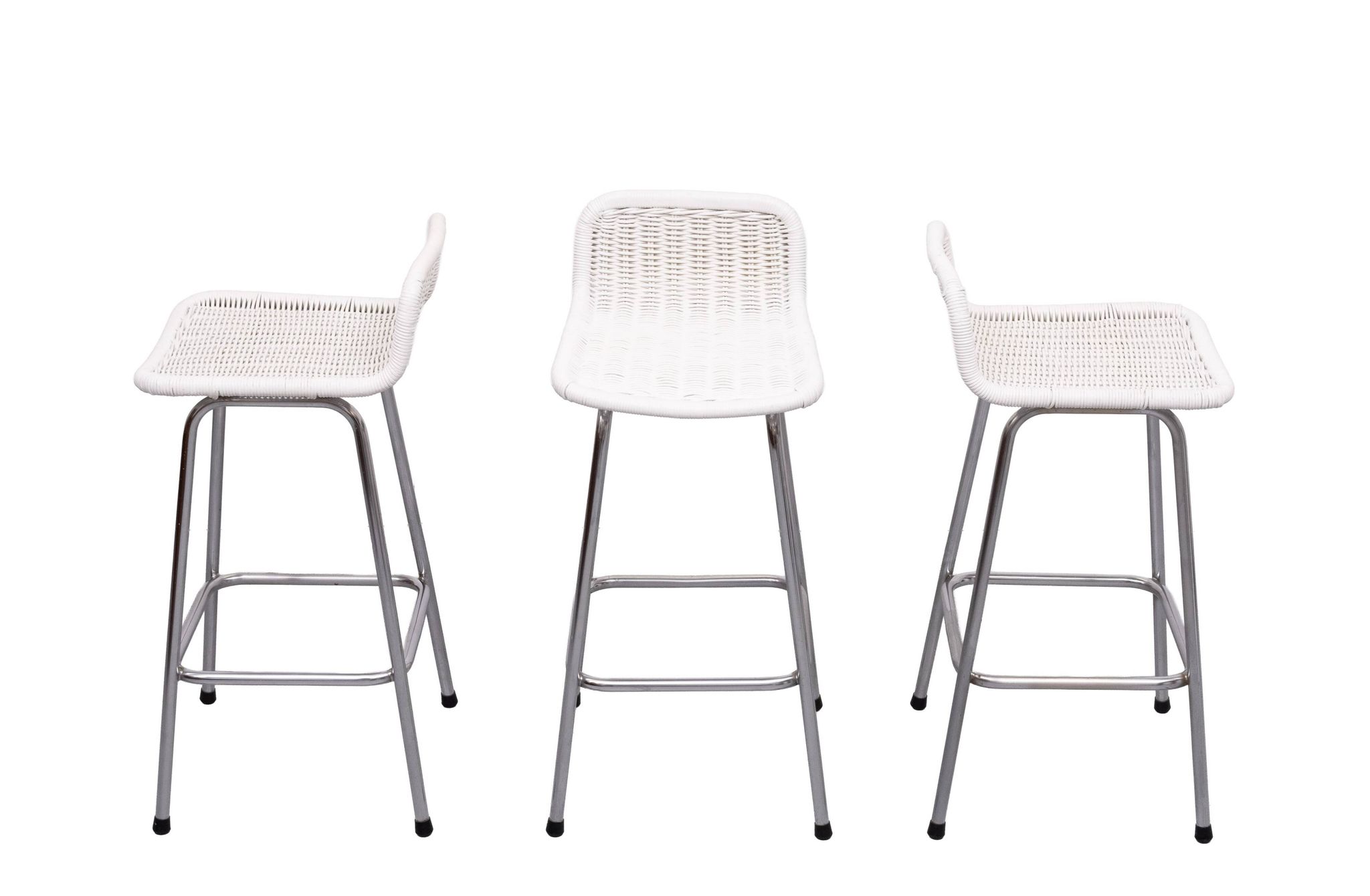 Rohe Noordwolde set of 3 Rattan Bar Stools 1960s Holland