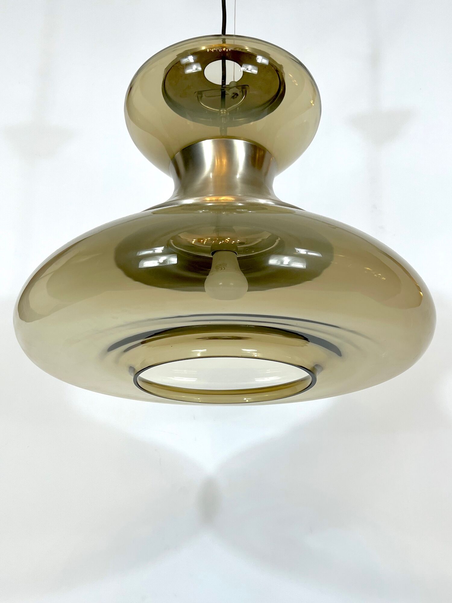Stilux Milano, large metal and murano glass chandelier from 60s