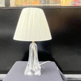 Vintage daum france 1960 crystal lamp base with pleated shade
