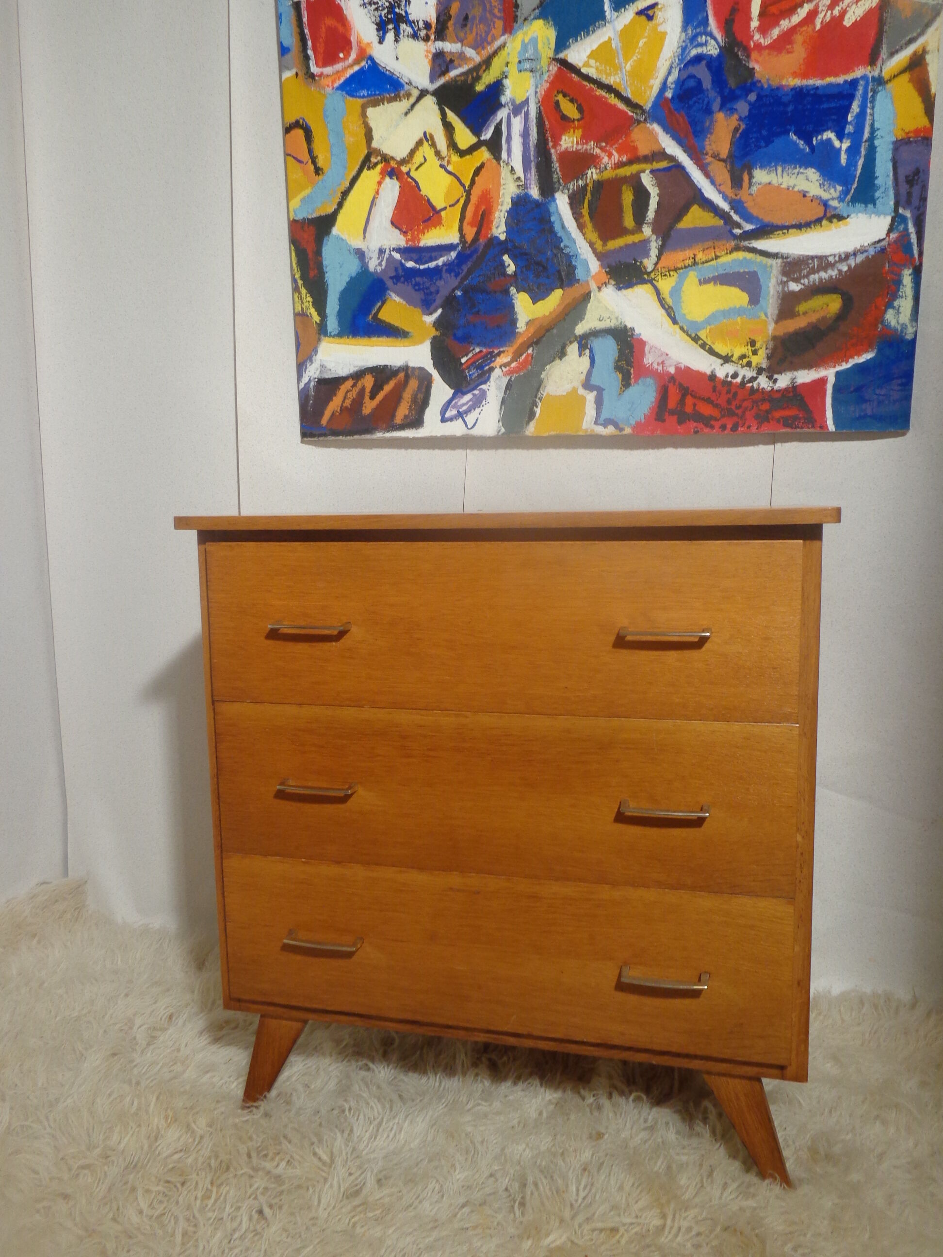 Commode vintage scandinave pieds compas année 60