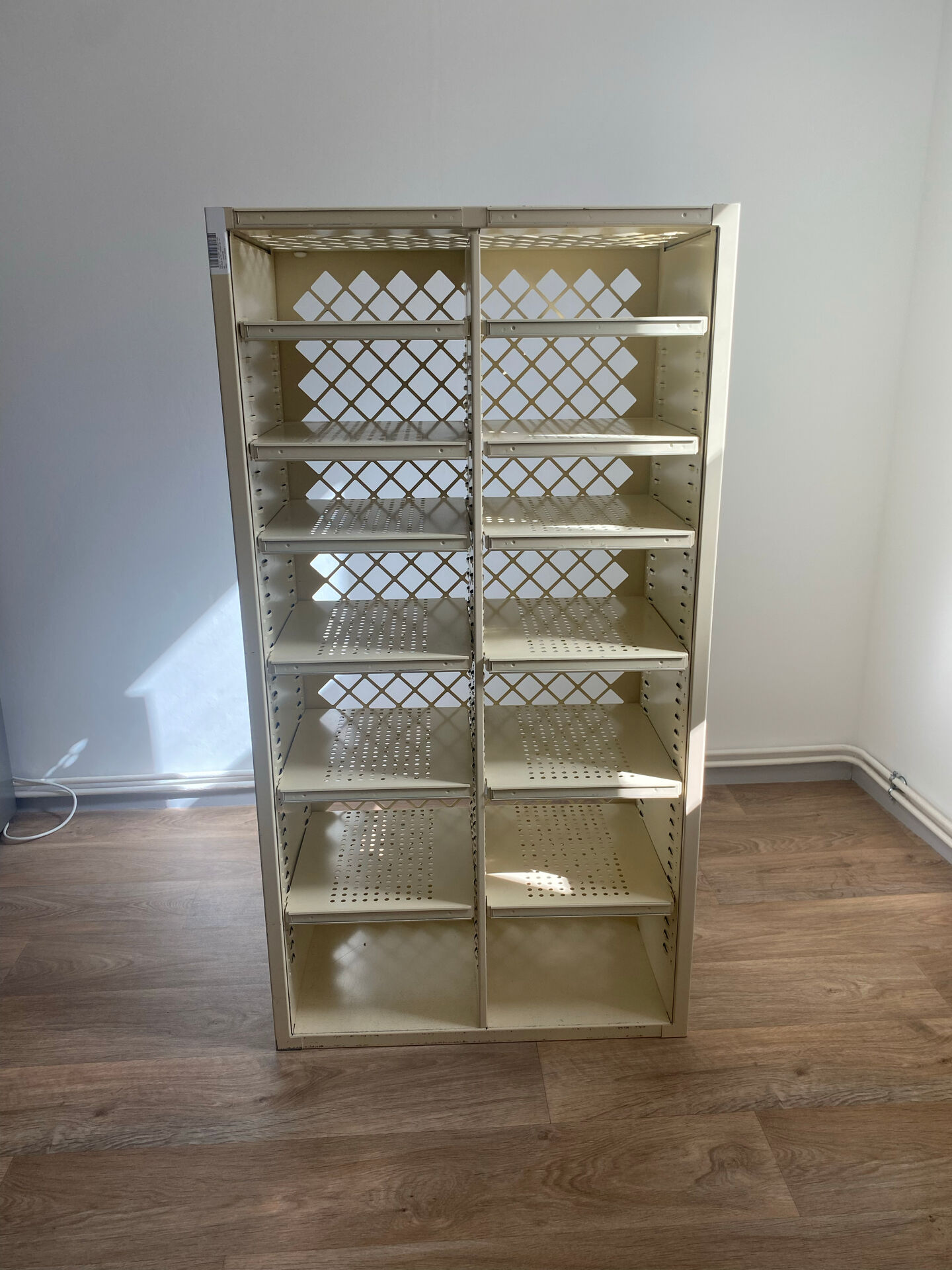 Authentic postal sorting furniture – La Banque Postale – cream metal
