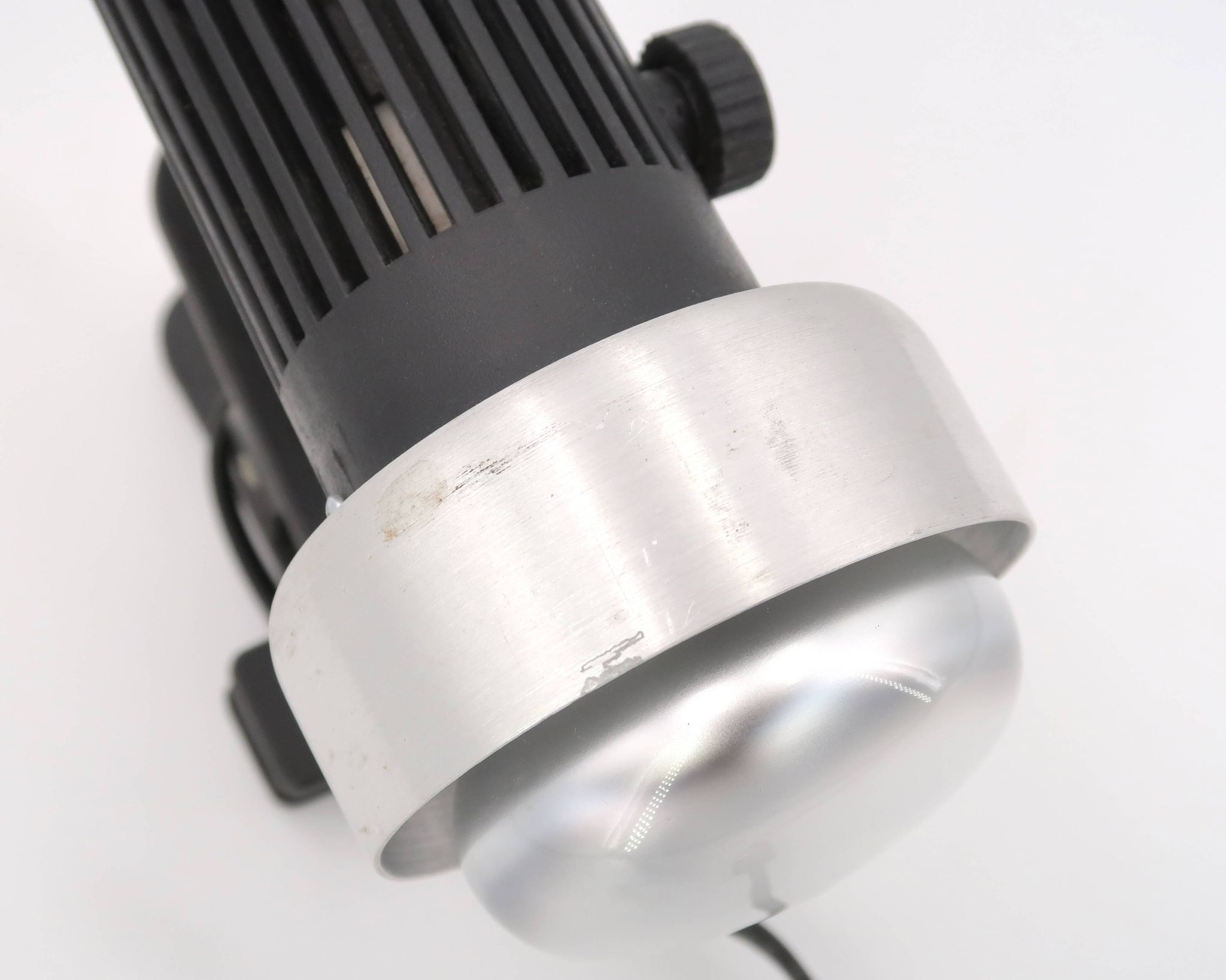 Clip lamp or wall lamp in aluminum and black plastic, 1980s
