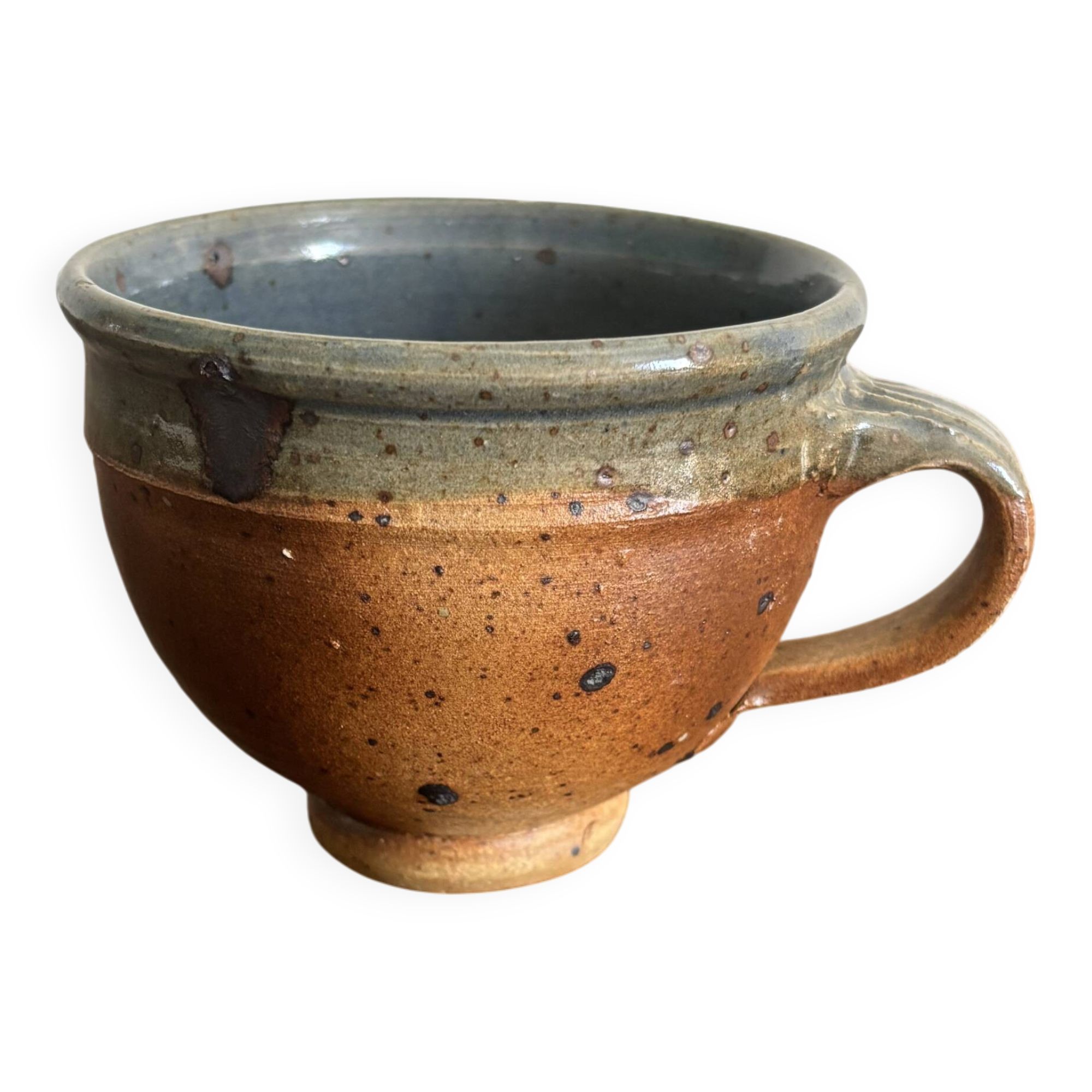 Grande tasse en grès Pierre Digan – bleu gris et terre cuite