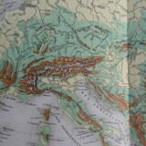 Old physical map of Europe - 1893