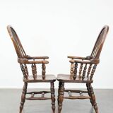 Set of two antique English highback Windsor chairs from the 18th century