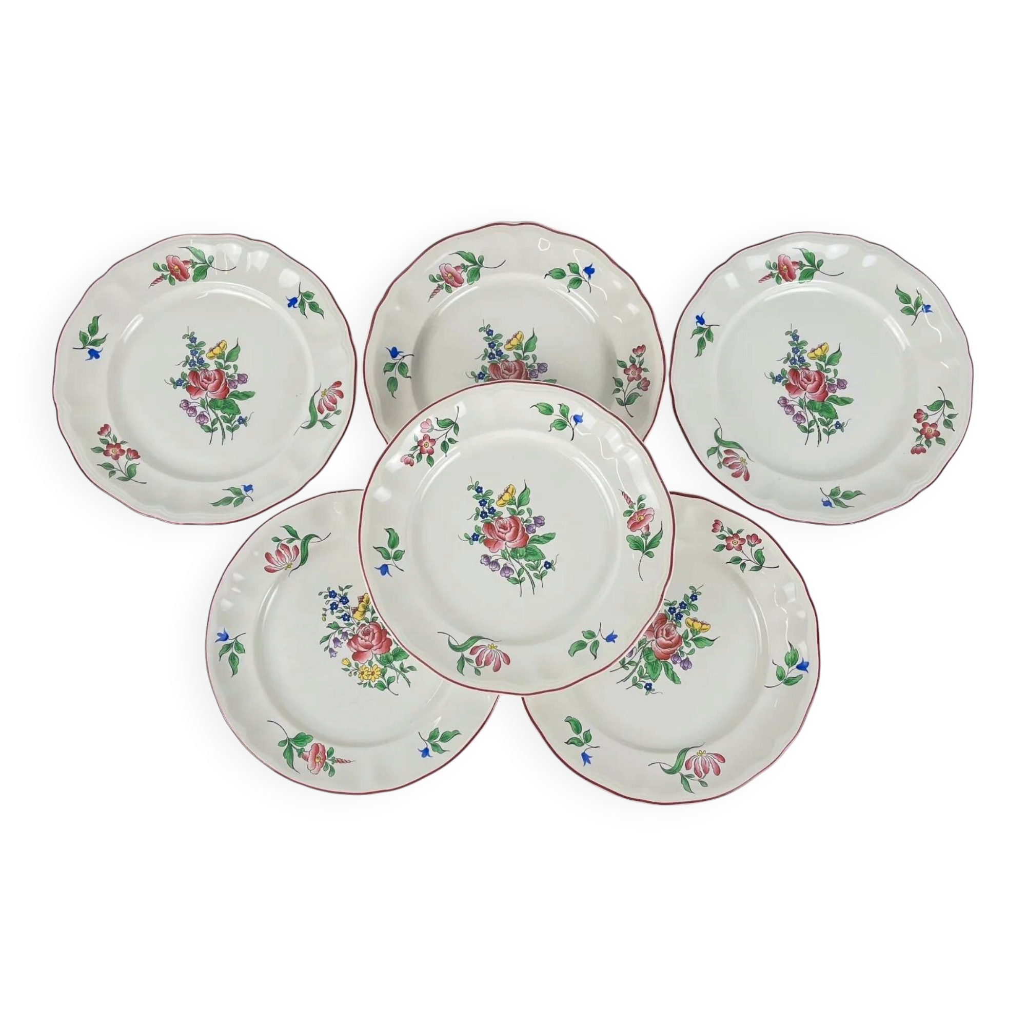 Set de 6 assiettes à dessert KG Lunéville – modèle Réverbère