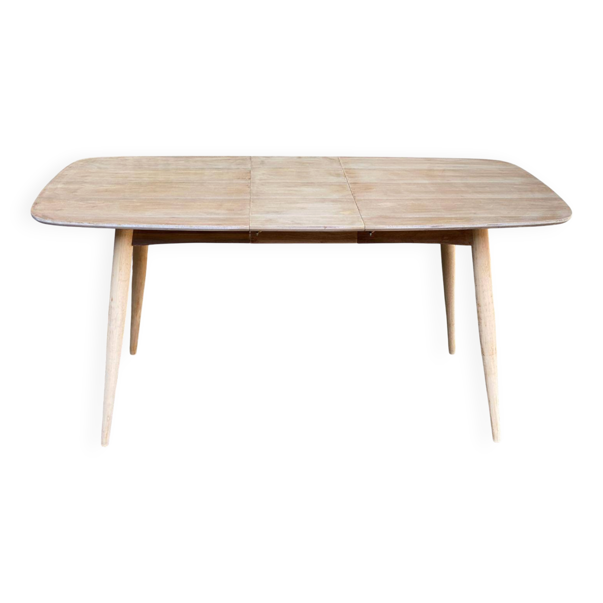 Renovated Scandinavian extendable dining table in teak and veneer from 1980.