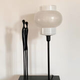 Vintage table lamp with a globe, white and gold