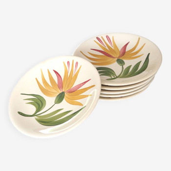 6 Longchamp plates with flower decoration