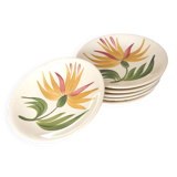 6 assiettes Longchamp decor fleur