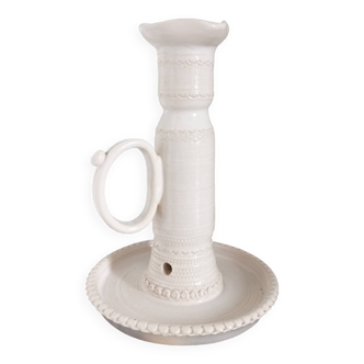 Enamelled stoneware candle holder