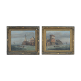 Pair of oils on canvas representing port scenes