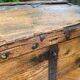 Antique French Wood Iron and Hide Handmade Wood Chest or Trunk