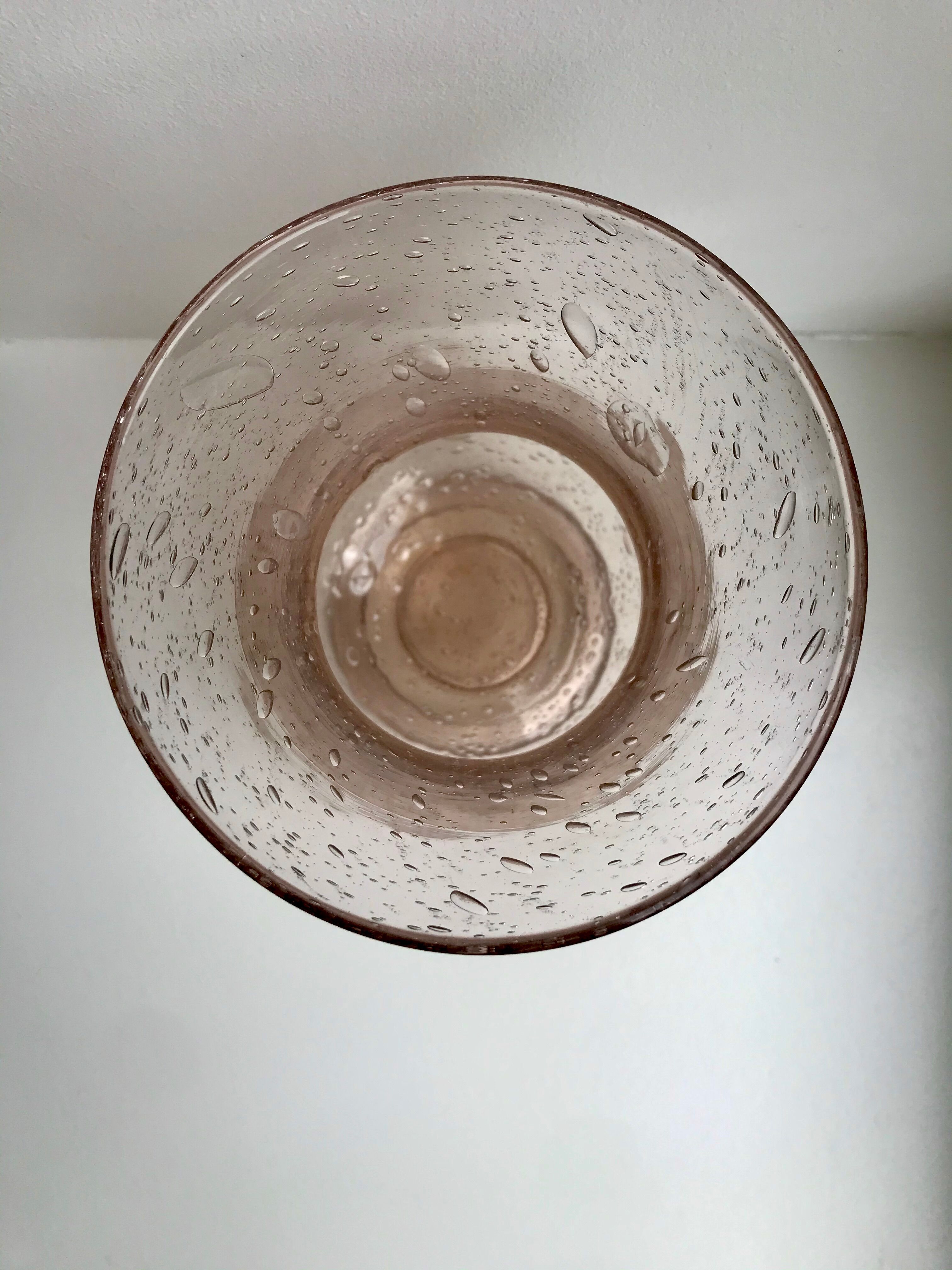 Bubbled glass vase from biot rose 60s-70s