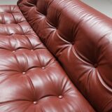 Vintage Soriana set in red leather by Afra e Tobia Scarpa for Cassina Italy