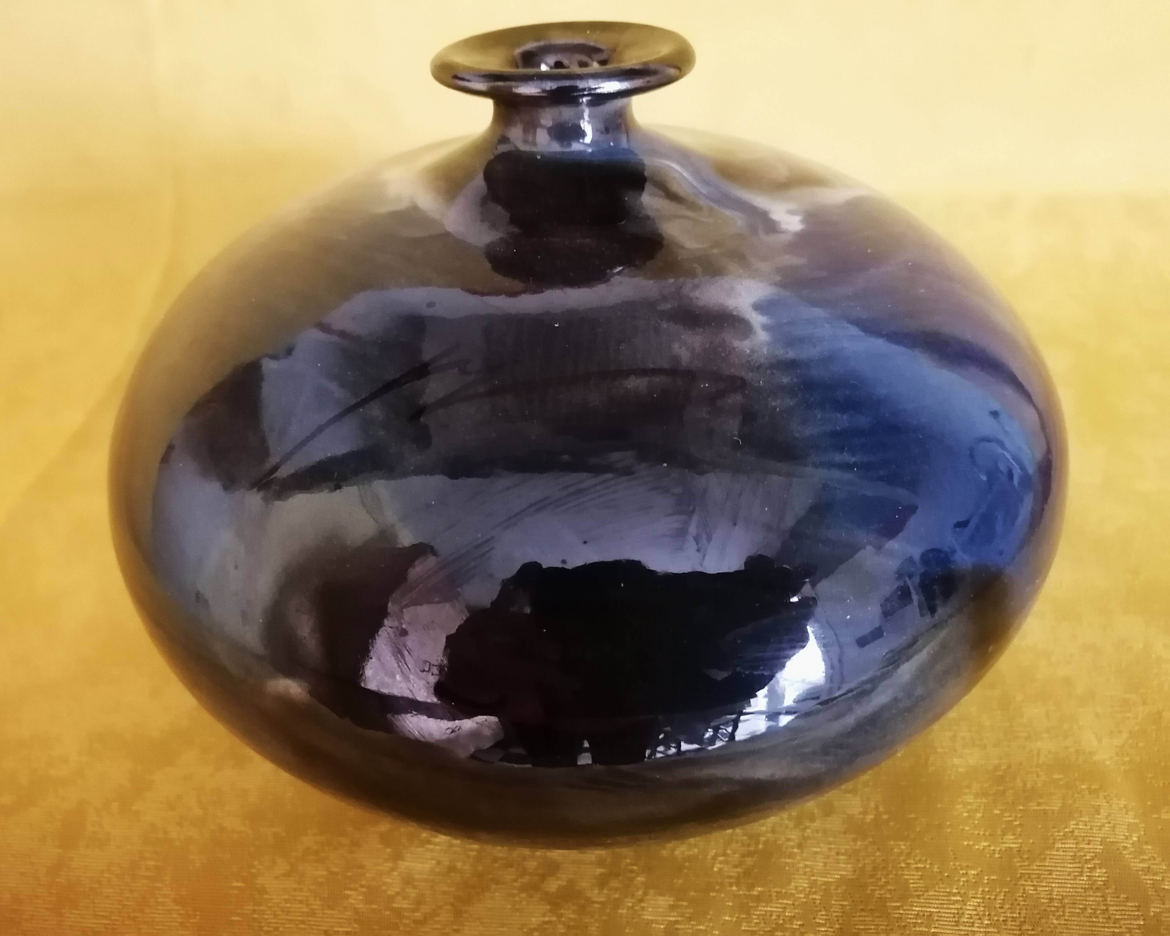 Glazed ceramic soliflore vase, signed (signature to be deciphered)