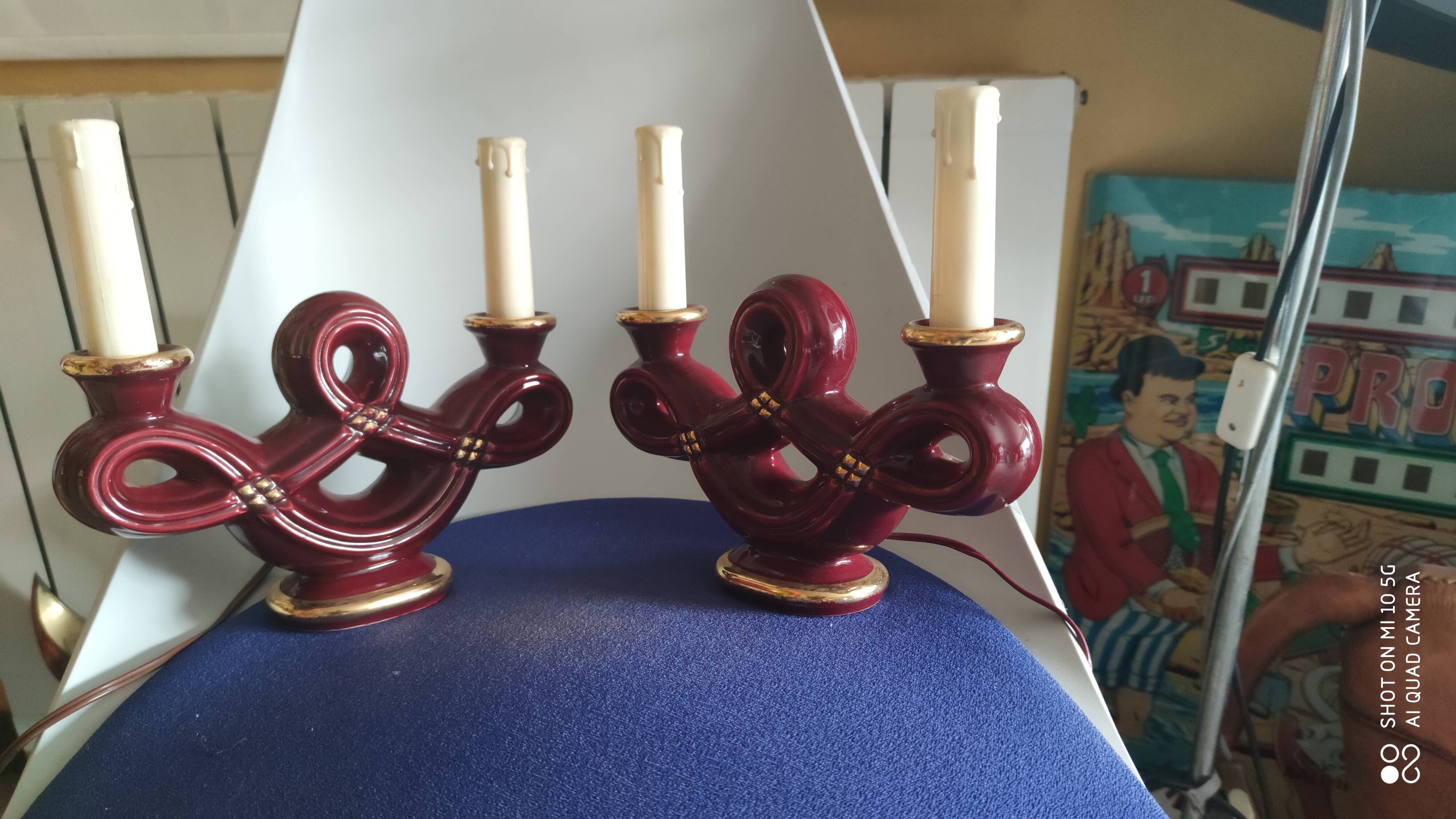 Pair of ceramic candelabra from Vallauris, circa 1950
