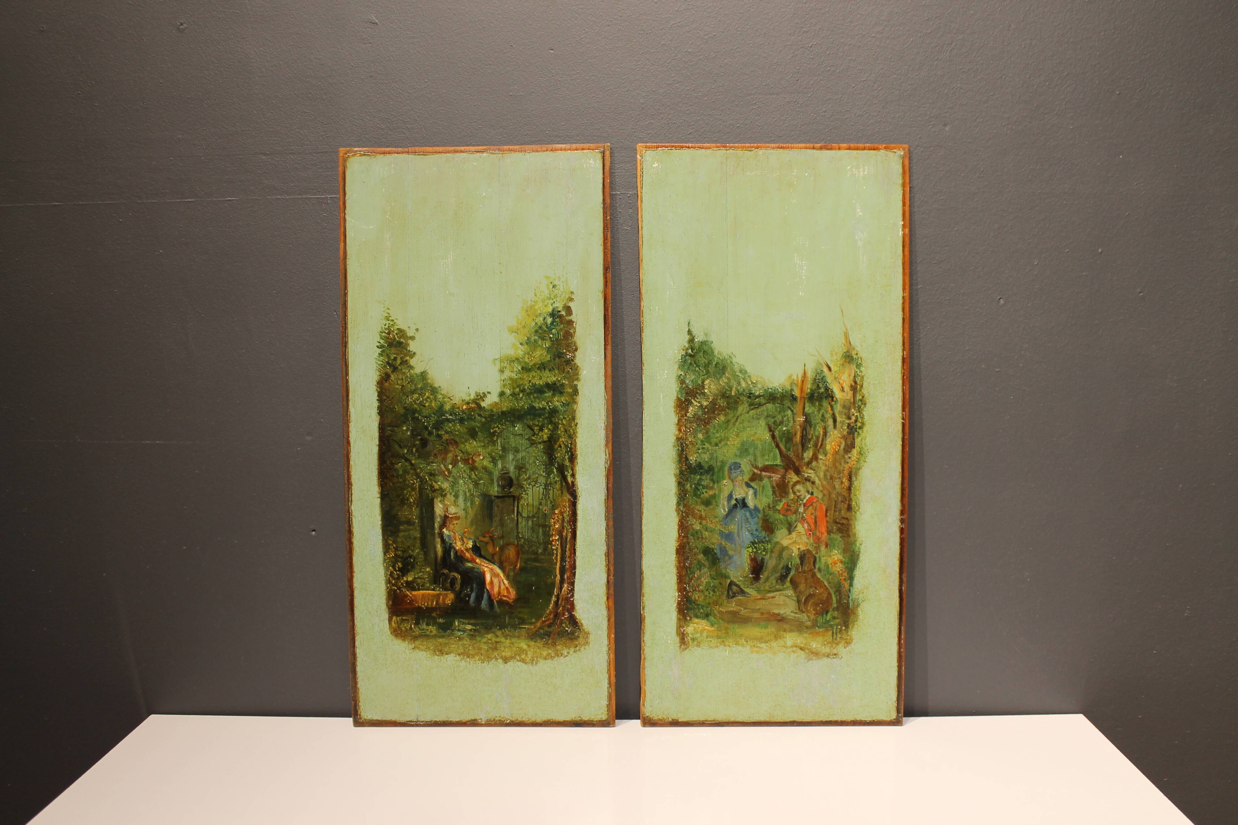 2 panneaux peinture romantique
