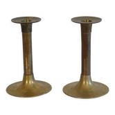 Paire de bougeoirs en laiton vintage scandinave