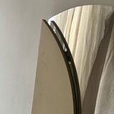 Large round triptych mirror with ivory background and back, 1970s design.