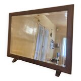 Antique solid wood mirror on foot support