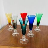 6 colorful Italian champagne flutes from the 50s