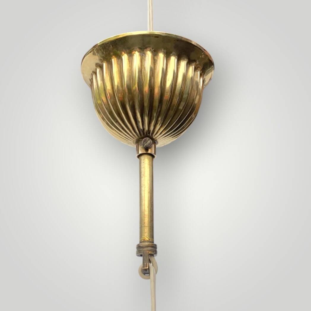 Suspension boule style Hollywood Regency en verre texturé et laiton doré