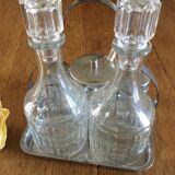 Serviteur complet composé de 5 pièces en verre avec support en inox