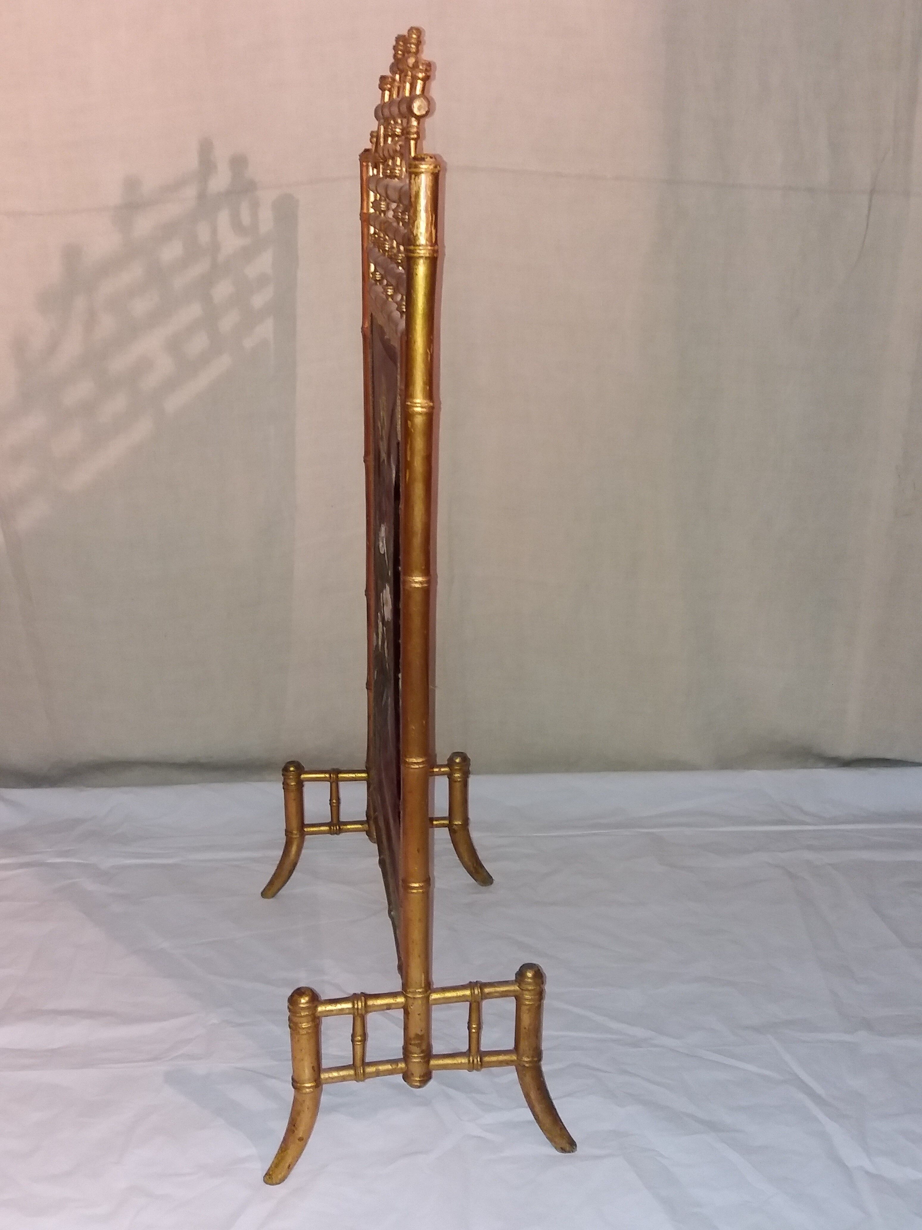 Ancient gold bamboo firescreen "Napoleon III"