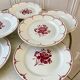 set of 7 flat plates FB Badonviller pinks years 30-40