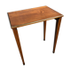 Table basse appoint bois pieds compas avec contour & sabots laiton vintage