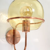 Lampe murale en cuivre et en verre du milieu du siècle