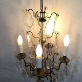 Chandelier 4 Lights Crystal And White Bronze