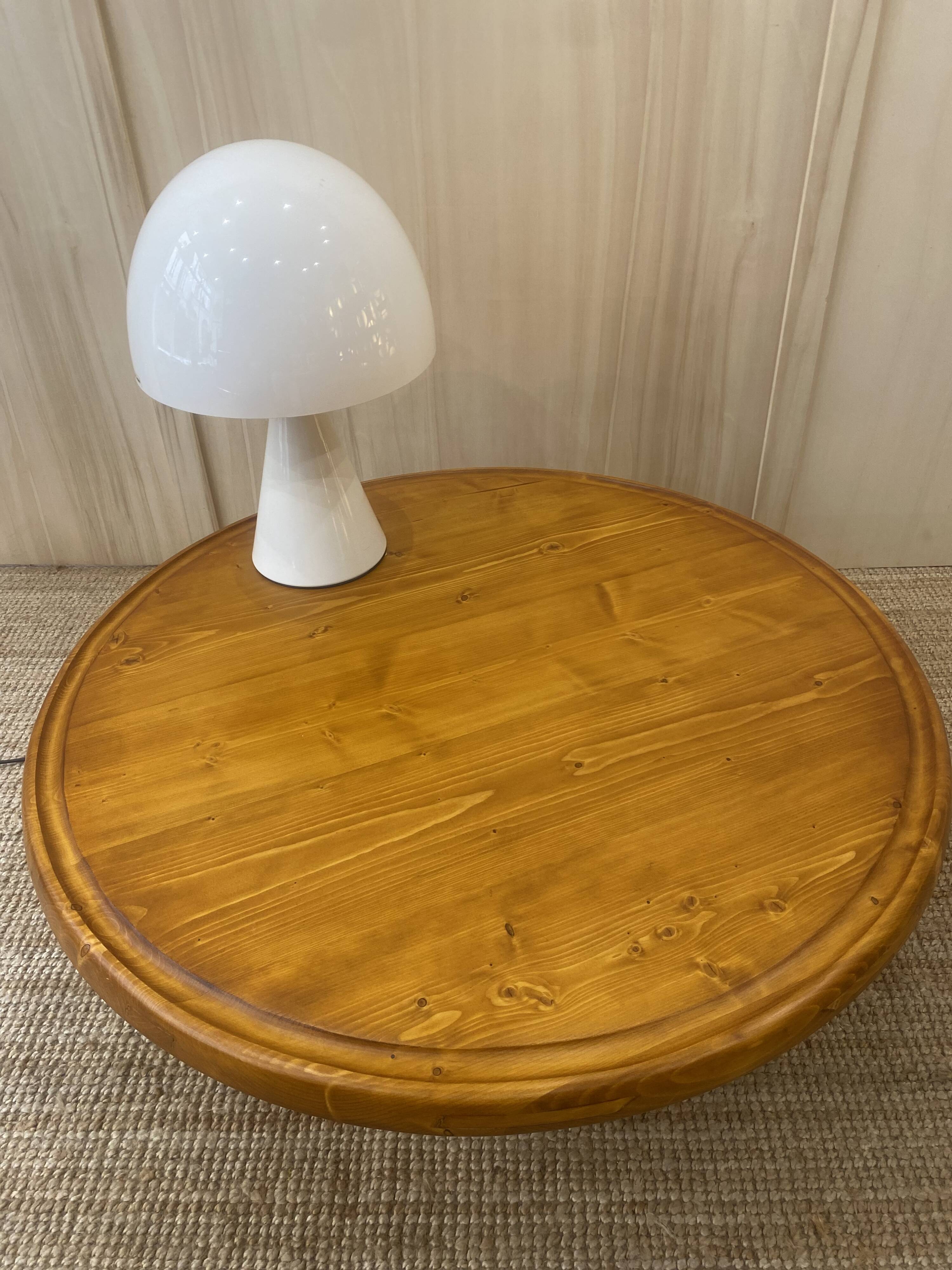 Round Pine Coffee Table in the style of Charlotte Perriand for Les Arcs,