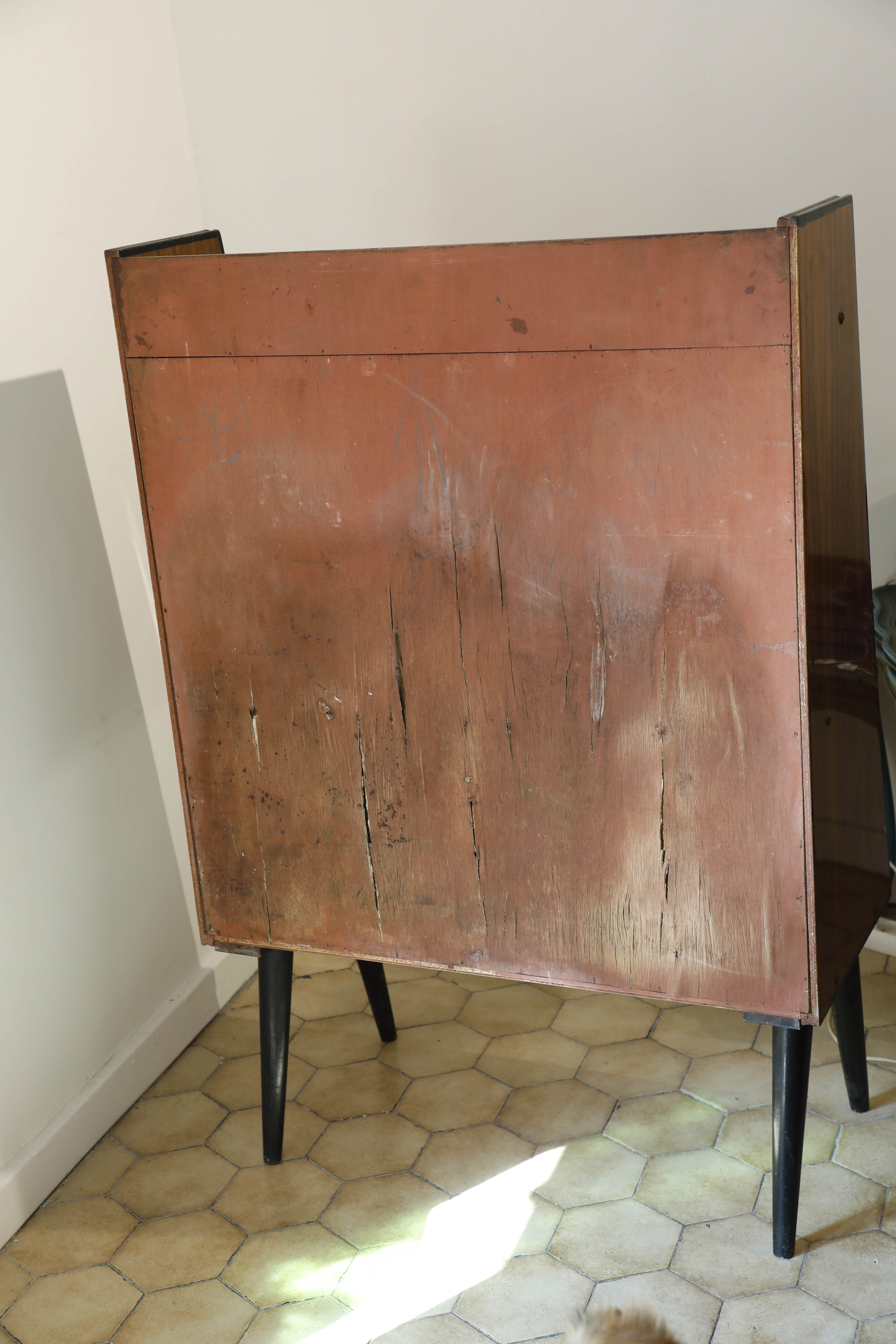 Bahut secretary wood laqué 70s