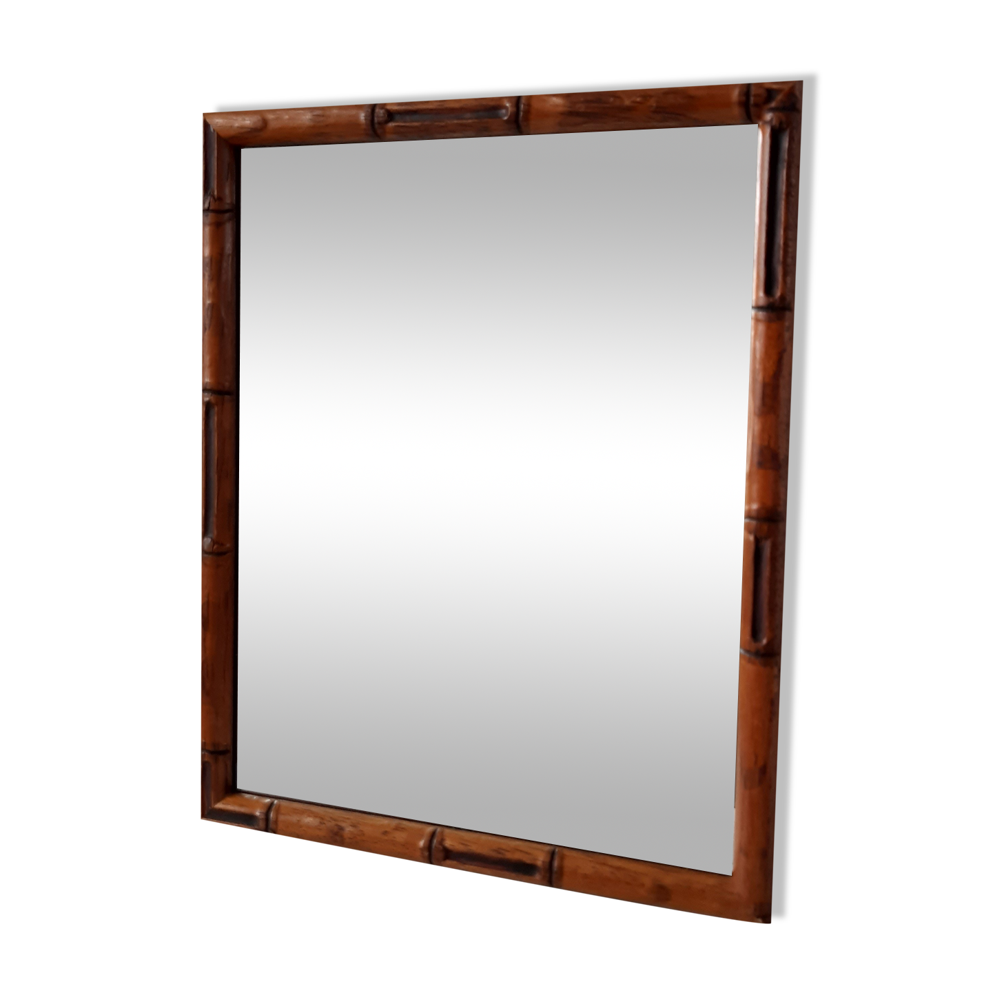Mirror to install in carved wood bamboo way 50s