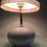 White ceramic ball lamp and beige wool lampshade / 70s