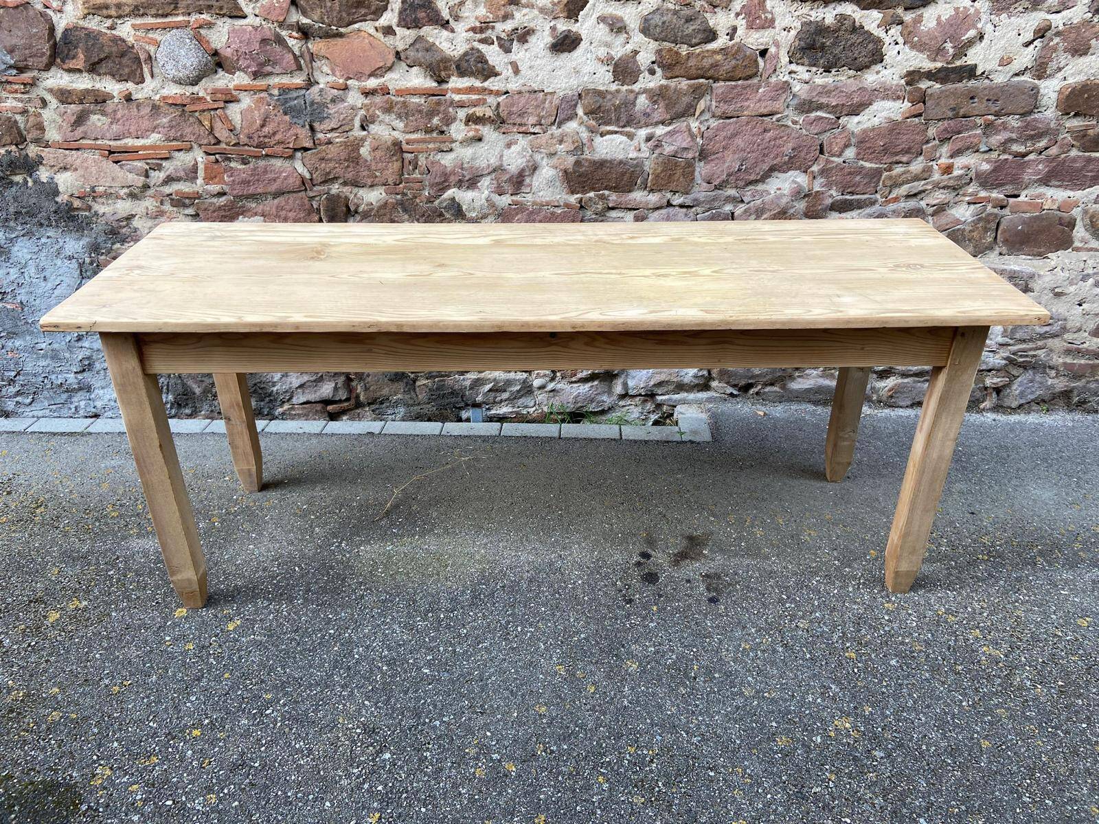 Large Alsatian bistro coffee table in raw natural fir French bistro table 1930