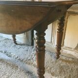 Walnut shutter table with drawer on wheels