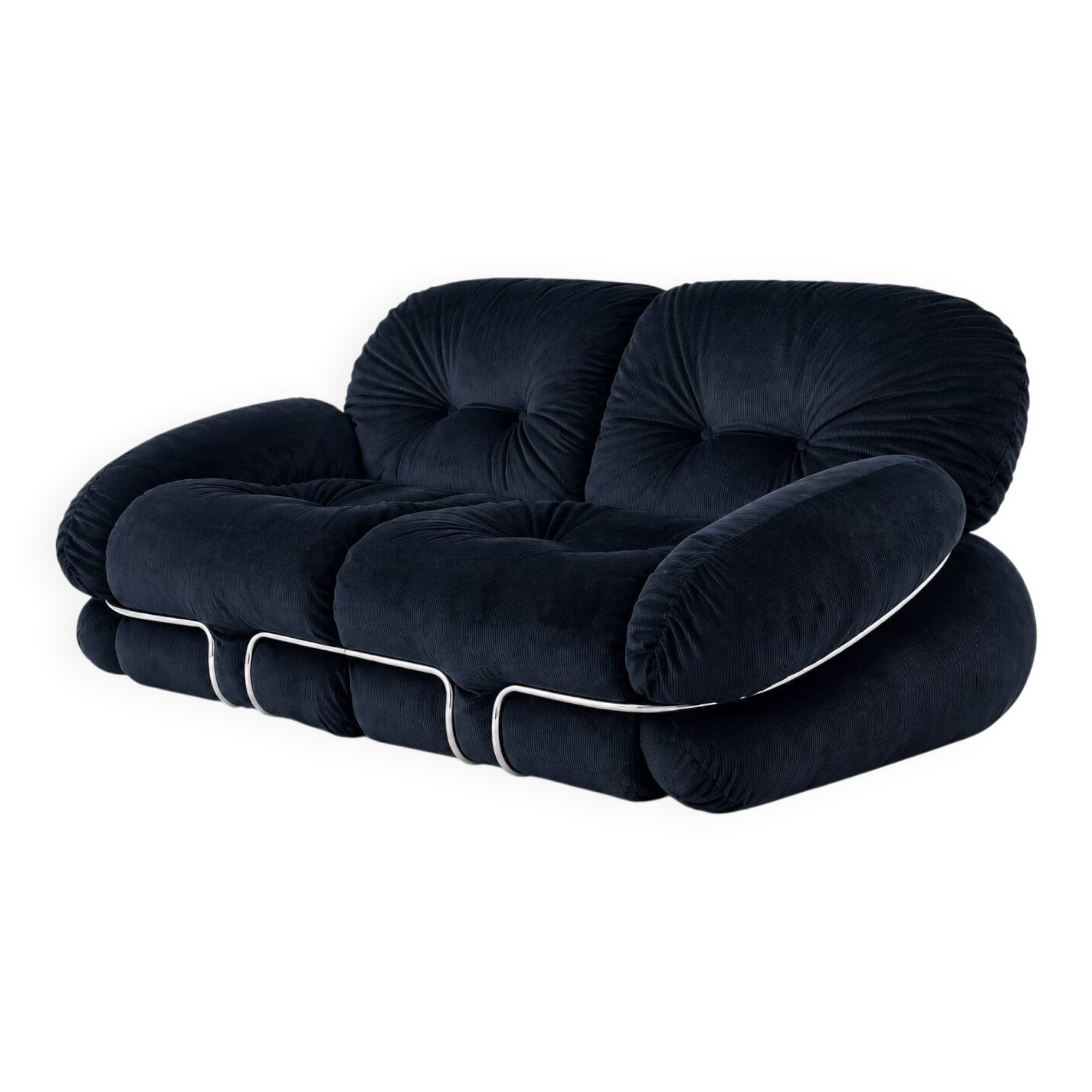 “Okay” 2-seater sofa by Adriano Piazzesi, Italy, 1970s – newly upholstered in black Prada velvet