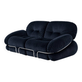“Okay” 2-seater sofa by Adriano Piazzesi, Italy, 1970s – newly upholstered in black Prada velvet