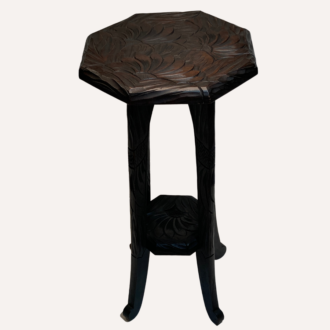 Antique Japanese hand craved side table by Libert London ca 1905