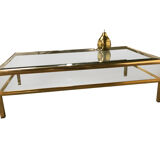 Table basse coulissante en laiton des années 1970